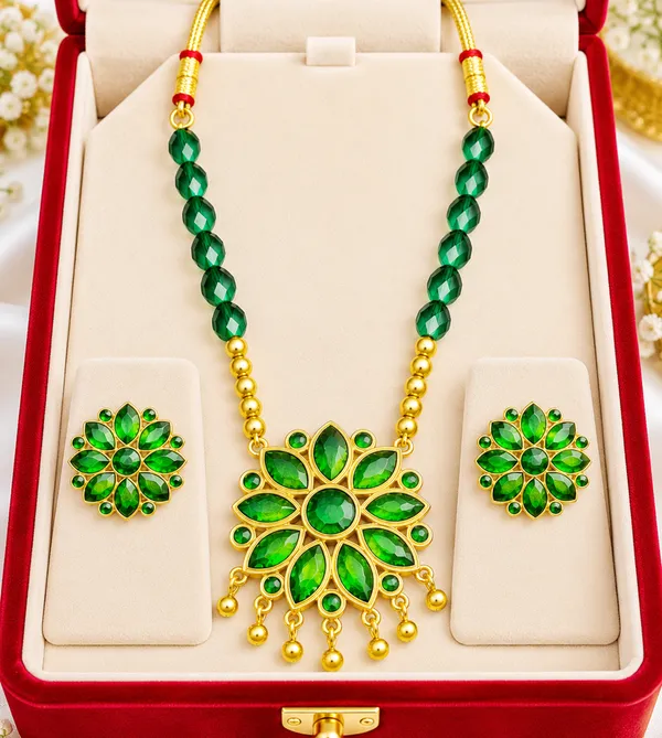 BG_GOLD_Assamese_Traditional_Copper_Based__Green_Ful_Green_Ball_Jewellery_Set