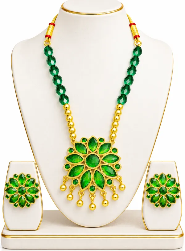 BG_GOLD_Assamese_Traditional_Copper_Based__Green_Ful_Green_Ball_Jewellery_Set