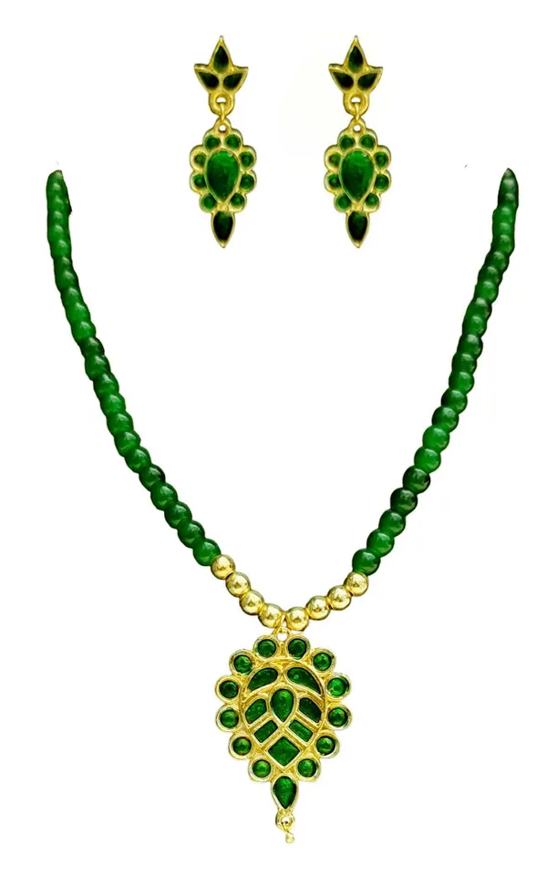 Assamese_Traditional_Copper_Based_Green_Dugdugi_Mini_Tassel_Combo_Jewellery_Set