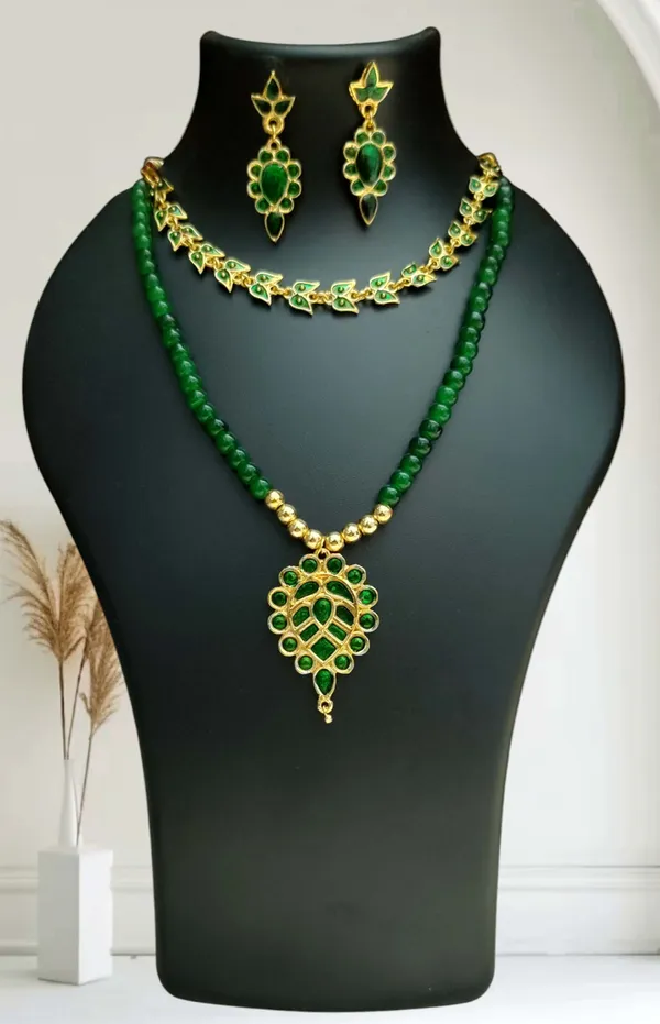 Assamese_Traditional_Copper_Based_Green_Dugdugi_Mini_Tassel_Combo_Jewellery_Set