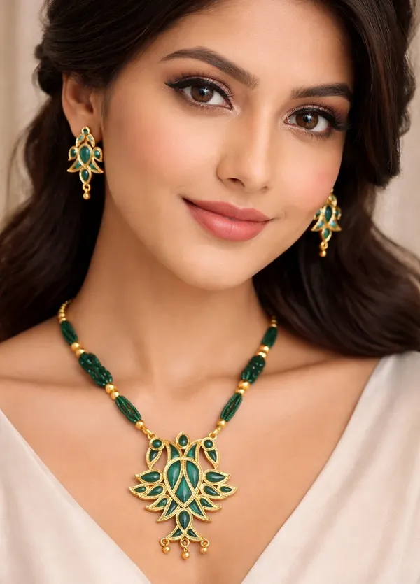 BG_GOLD_Assamese_Traditional_Copper_Based__Green__Henpata__Red__Tassel__Jewellery_Set
