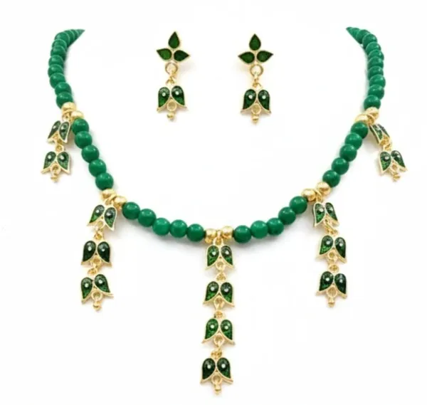 Assamese_Traditional_Copper_Based_Green_Leaf_Design_Golpata_Jewellery_Set