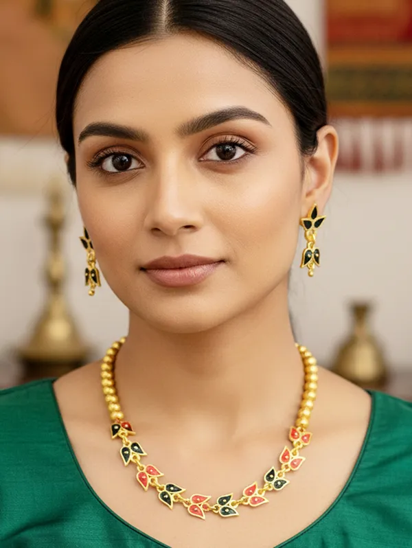 Assamese_Traditional_Copper_Based_R-B_Leaf_Design_With_Golden_Ball_Golpata_Jewellery_Set
