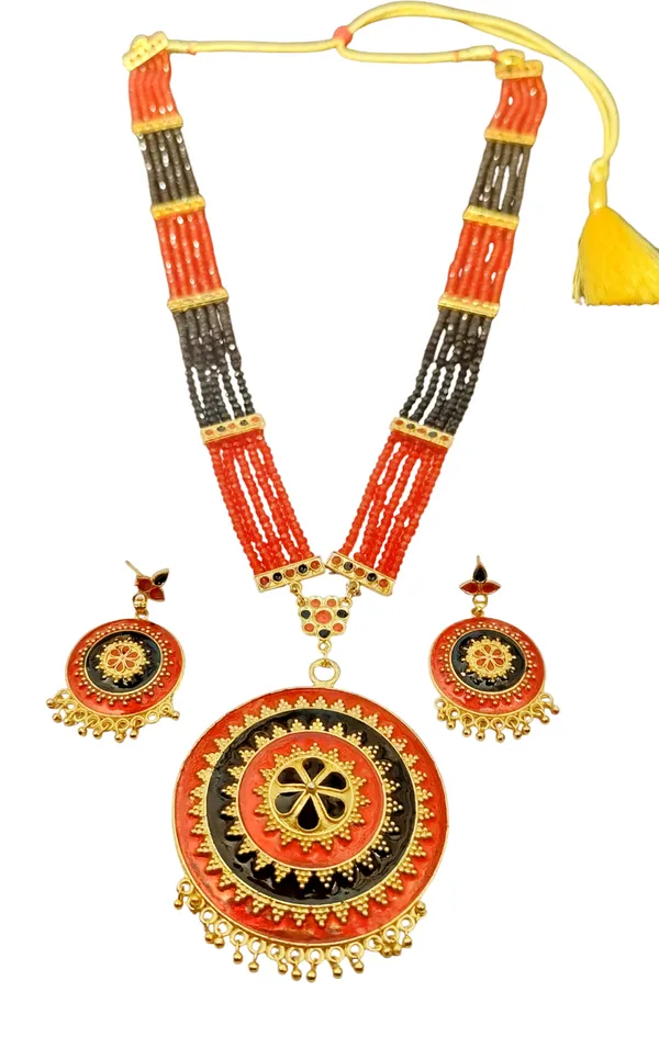 Assamese_Traditional_Copper_Based_Red_Black_Japi_Jewellery_Set