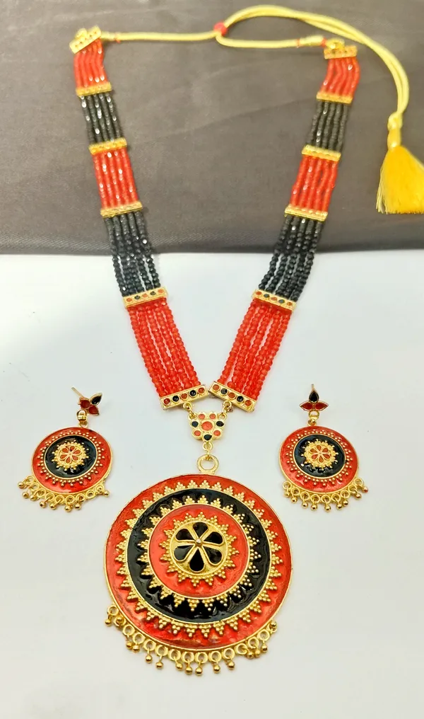 Assamese_Traditional_Copper_Based_Red_Black_Japi_Jewellery_Set