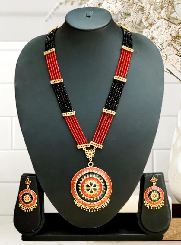 Assamese_Traditional_Copper_Based_Red_Black_Japi_Jewellery_Set