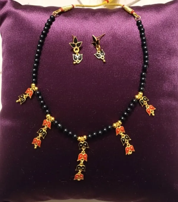 Assamese_Traditional_Copper_Based_Red_Black_Leaf_Design_Golpata_Jewellery_Set