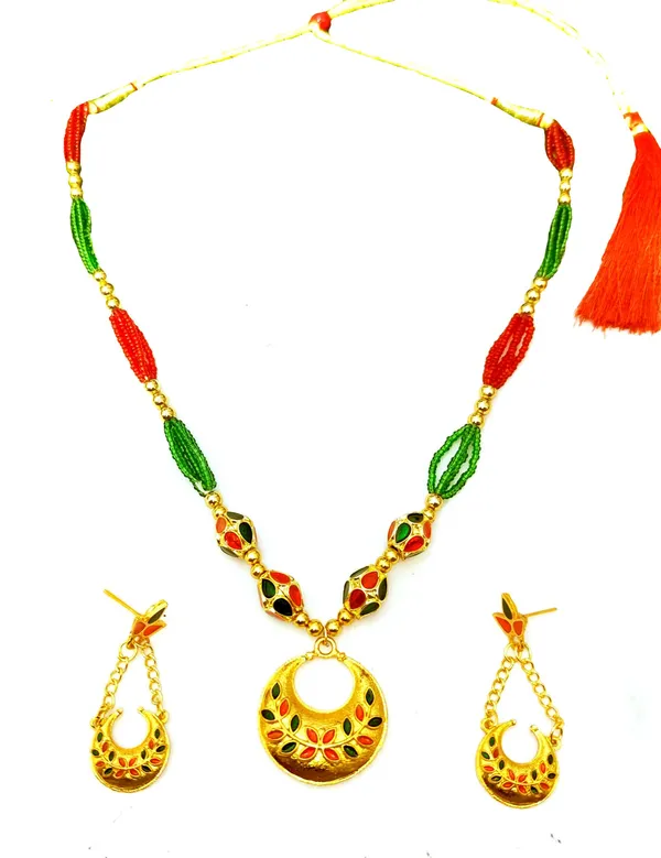 Assamese_Traditional_Copper_Based_Red_Green_4_Monimala_Jewellery_Set