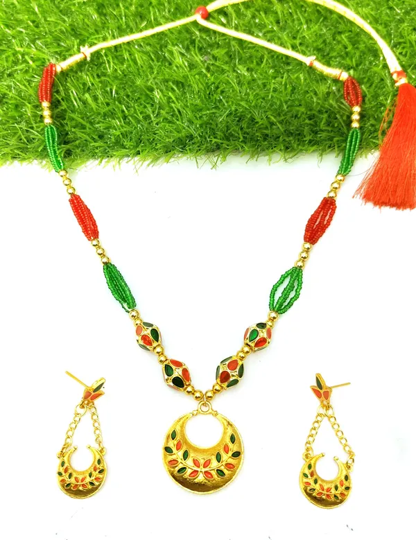 Assamese_Traditional_Copper_Based_Red_Green_4_Monimala_Jewellery_Set