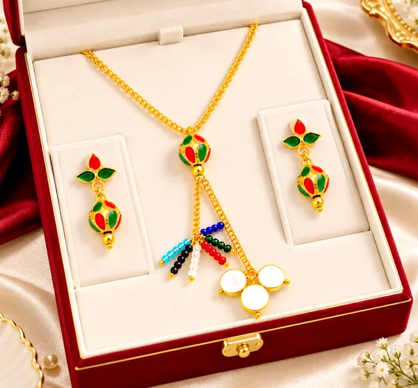 BG_GOLD_Assamese_Traditional_Copper_Based__Red_Green_Monimala_Jhumka_chain_Jewellery_Set