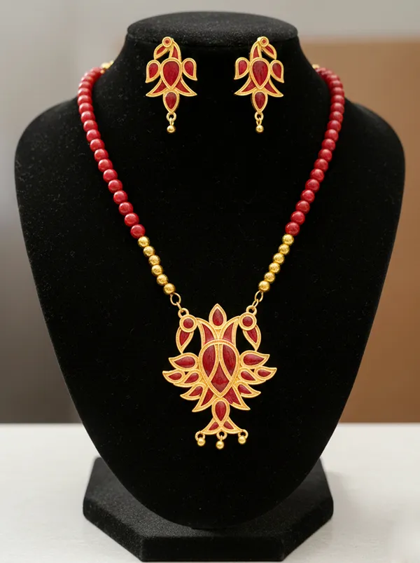 BG_GOLD_Assamese_Traditional_Copper_Based__Red_Henpata__Red_Moni_Tassel__Jewellery_Set