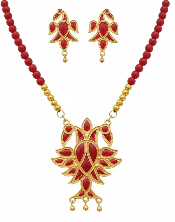 BG_GOLD_Assamese_Traditional_Copper_Based__Red_Henpata__Red_Moni_Tassel__Jewellery_Set