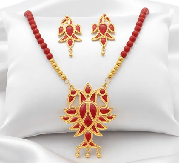 BG_GOLD_Assamese_Traditional_Copper_Based__Red_Henpata__Red_Moni_Tassel__Jewellery_Set