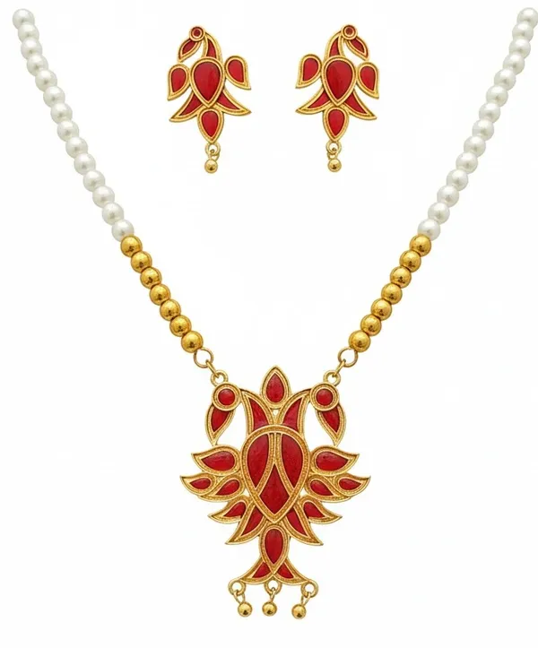 BG_GOLD_Assamese_Traditional_Copper_Based__Red_Henpata__White__Moni_Tassel__Jewellery_Set