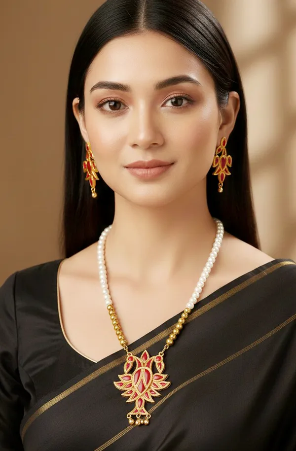 BG_GOLD_Assamese_Traditional_Copper_Based__Red_Henpata__White__Moni_Tassel__Jewellery_Set