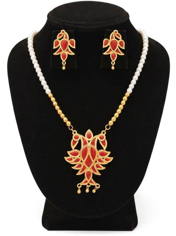 BG_GOLD_Assamese_Traditional_Copper_Based__Red_Henpata__White__Moni_Tassel__Jewellery_Set