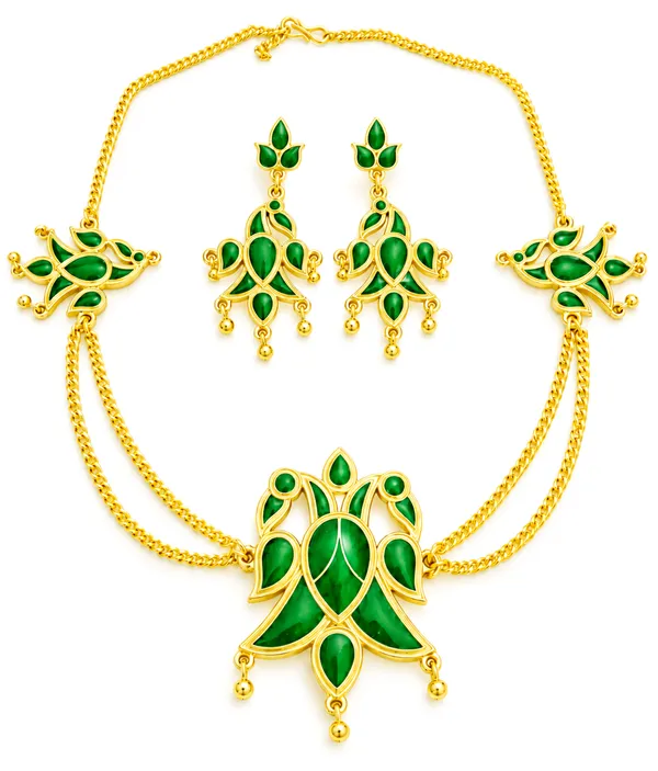 BG_GOLD_Assamese_Traditional_Copper_Based__Red_Henpata__chain_Jewellery_Set
