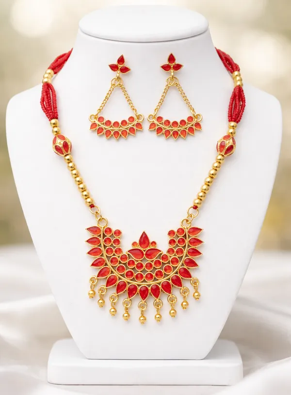 BG_GOLD_Assamese_Traditional_Copper_Based__Red_Junbiri_Monimala_Tassel_Jewellery