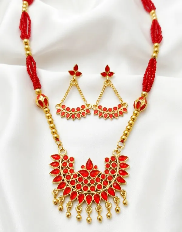 BG_GOLD_Assamese_Traditional_Copper_Based__Red_Junbiri_Monimala_Tassel_Jewellery