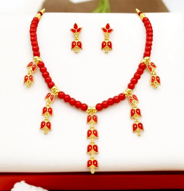 Assamese_Traditional_Copper_Based_Red_Leaf_Design_Golpata_Jewellery_Set