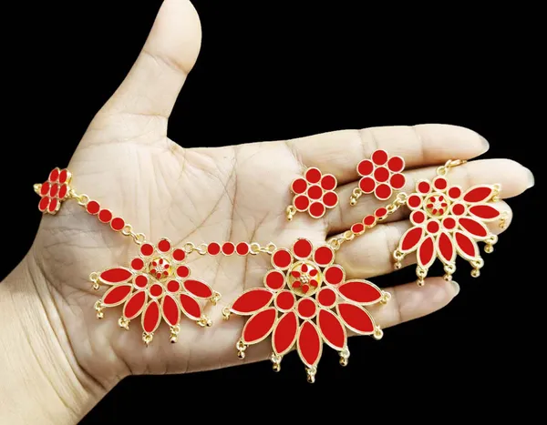 Assamese_Traditional_Copper_Based_Red_Meenakari_Jewellery_Set