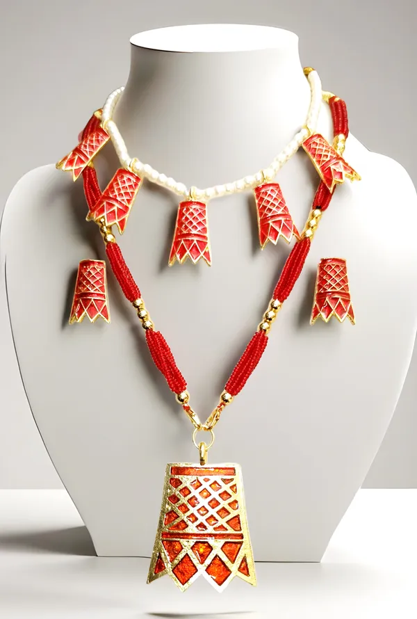 Assamese_Traditional_Copper_Based_Red_Meenakari_Thuriya_Combo_Set