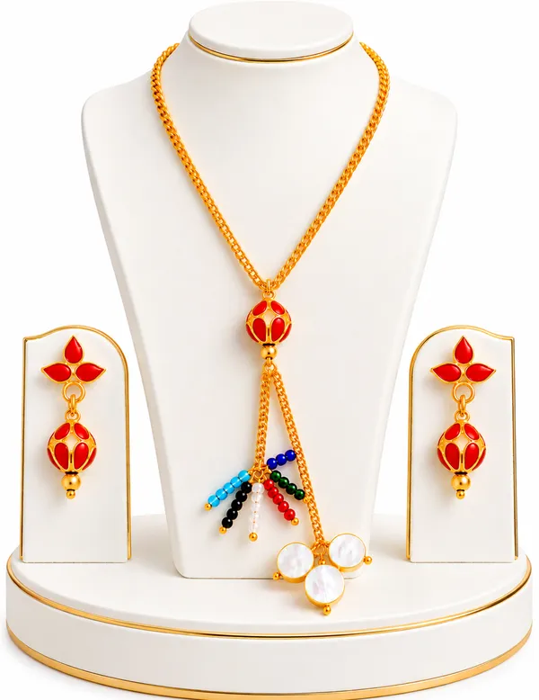 BG_GOLD_Assamese_Traditional_Copper_Based__Red_Monimala_Jhumka_chain_Jewellery_Set