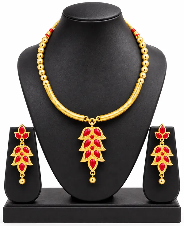 BG_GOLD_Assamese_Traditional_Copper_Based__Red_Pipe__Meenakari__Jewellery_Set