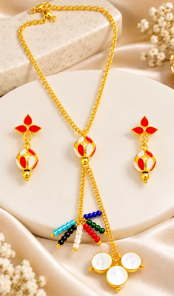 BG_GOLD_Assamese_Traditional_Copper_Based__Red_White__Monimala_Jhumka_chain_Jewellery_Set