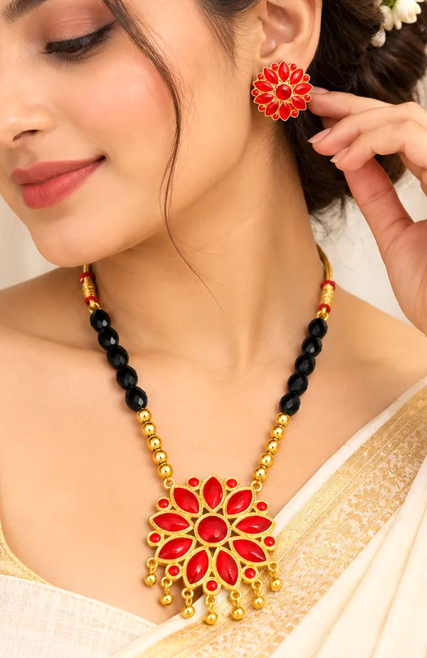 BG_GOLD_Assamese_Traditional_Copper_Based__Red__Ful_black_Ball_Jewellery_Set