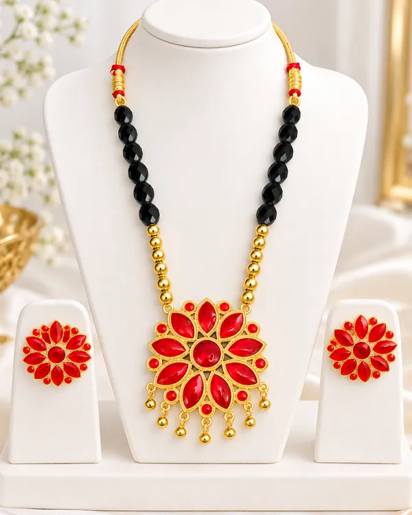 BG_GOLD_Assamese_Traditional_Copper_Based__Red__Ful_black_Ball_Jewellery_Set