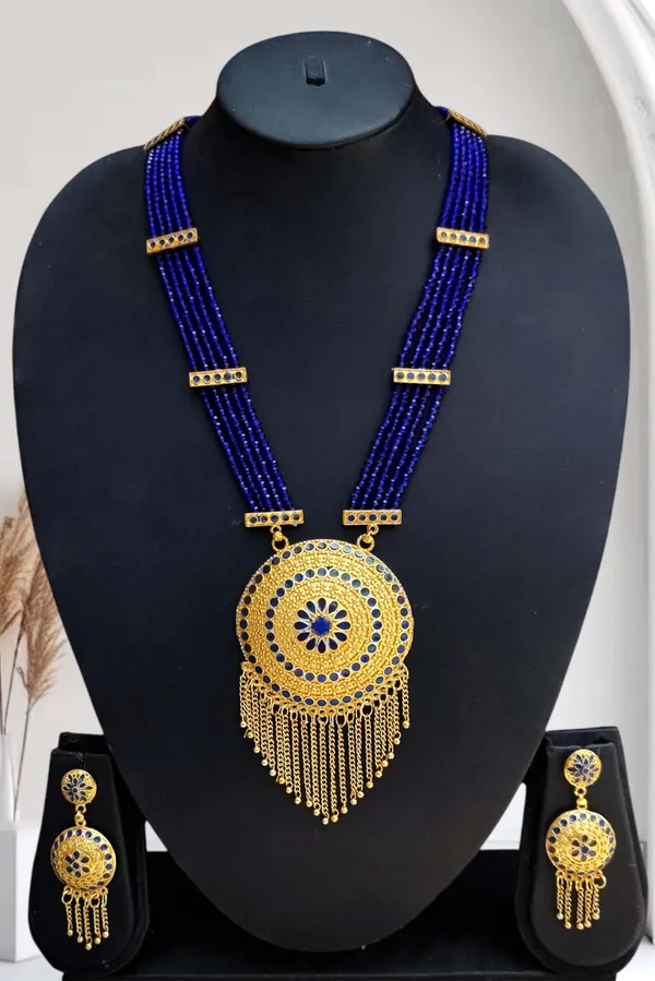 Assamese_Traditional_Dark_Blue_Copper_Based_Zalar_Japi_Jewellery_Set