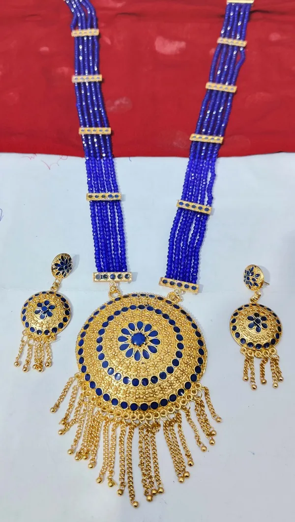 Assamese_Traditional_Dark_Blue_Copper_Based_Zalar_Japi_Jewellery_Set