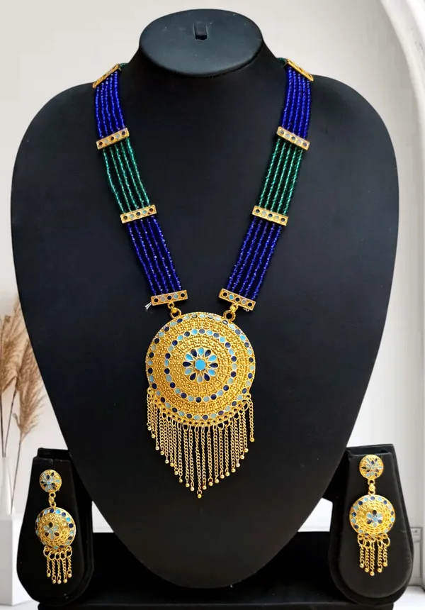 Assamese_Traditional_Dark_-Lite_Blue_Copper_Based_Zalar_Japi_Jewellery_Set