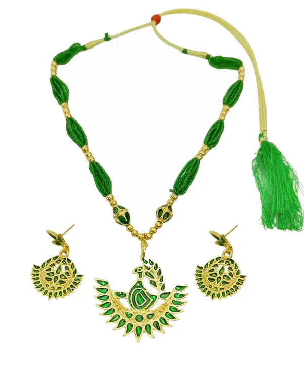 Assamese_Traditional_G_Meenakari_Mayur_Design_Ball_Tassel_Jewellery_Set
