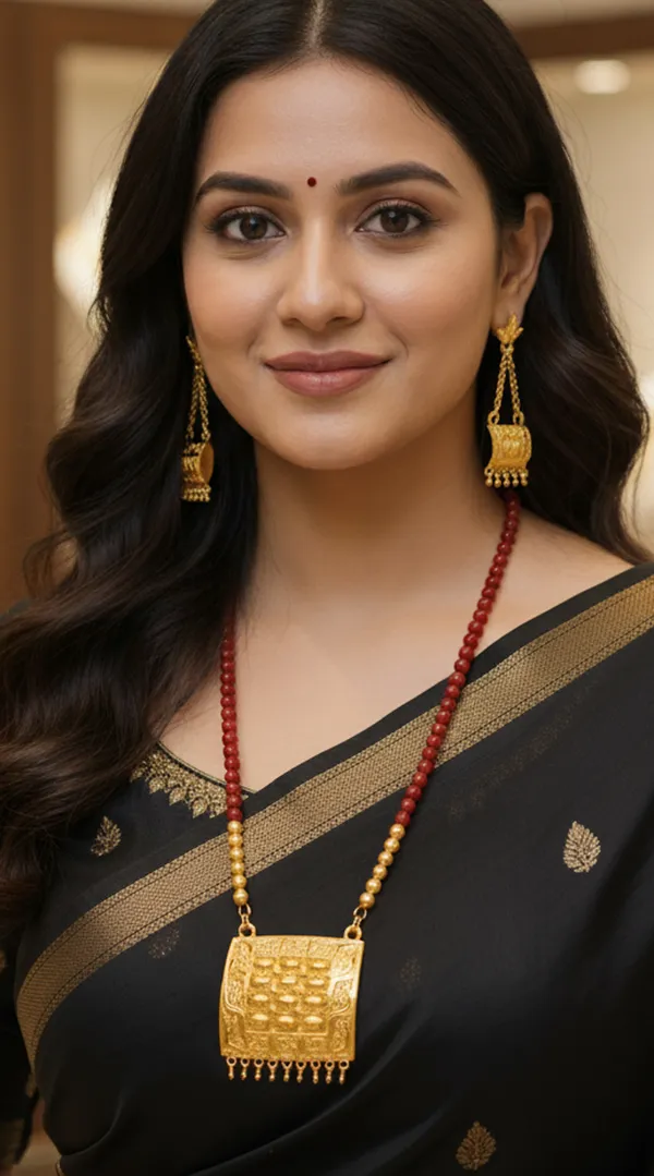 Assamese_Traditional_Golden_Biskut_Red_Moni_Tassel_Jewellery_Set