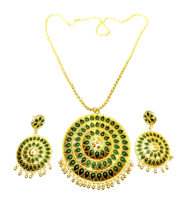 Assamese_Traditional_Green_Big_Japi_Goti_Chain_Jewellery_Set