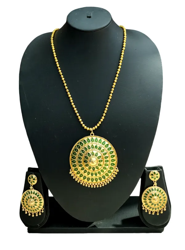 Assamese_Traditional_Green_Big_Japi_Goti_Chain_Jewellery_Set