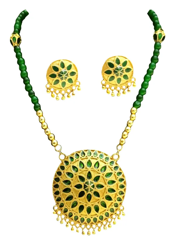Assamese_Traditional_Green_Japi_Ball_Moni_Tassel_Jewellery_Set