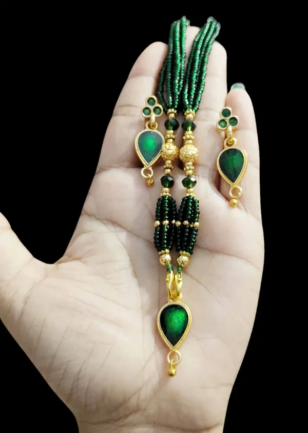 Assamese_Traditional_Green_Meenakari_Golpata_Locket_Jewellery_Set