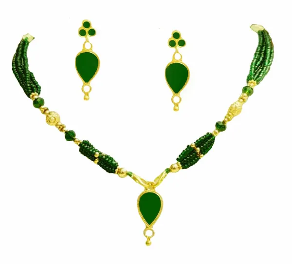 Assamese_Traditional_Green_Meenakari_Golpata_Locket_Jewellery_Set