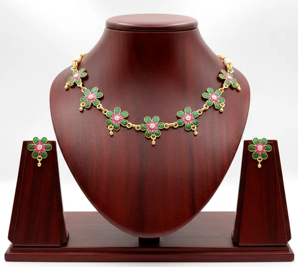 BG_GOLD_Assamese_Traditional_Green_Pink_Copper_Based_Golpata_Jewellery_Set