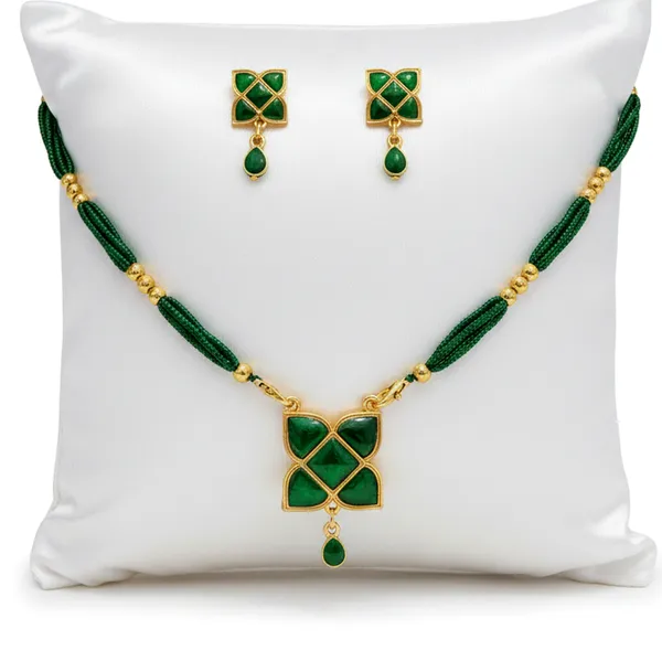 BG_GOLD_Assamese_Traditional_Copper_Based_Green_Square_Tassel_Jewellery_Set