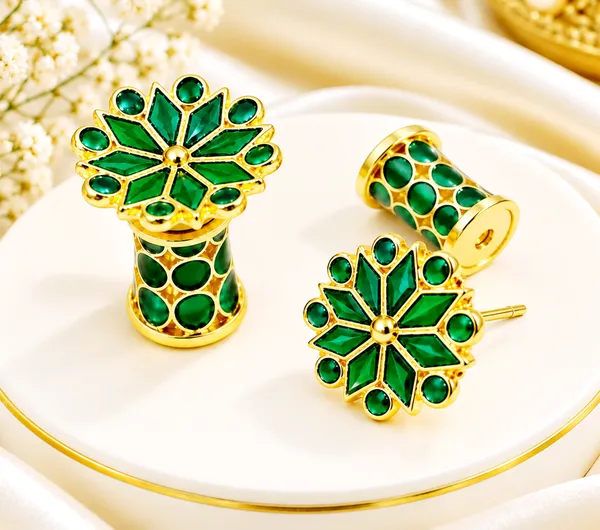 BG_GOLD_Assamese_Traditional_Green_Thuriya_Copper_Stud_Earring_