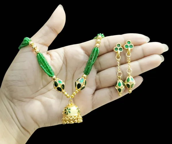Assamese_Traditional_Green_Monimala_Jhumka_Jewellery_Set
