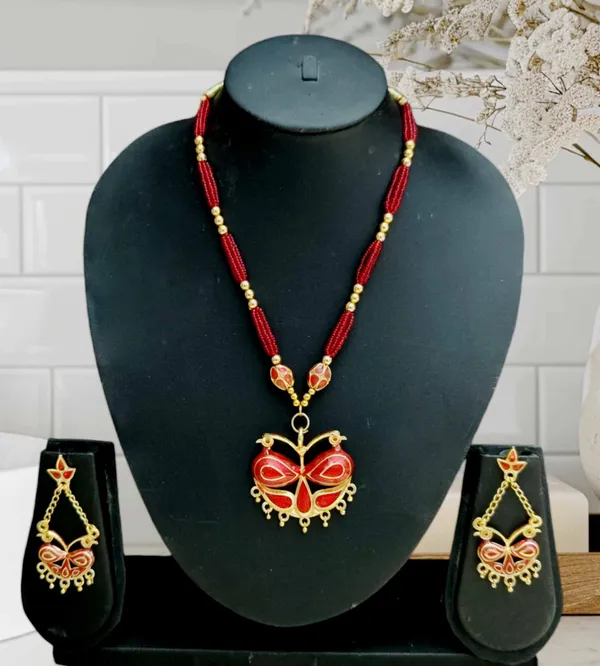 Assamese_Traditional_Jewellery_Red_Meenakari_Loka_Paro_Monimala_Tassel_Jewellery_Set