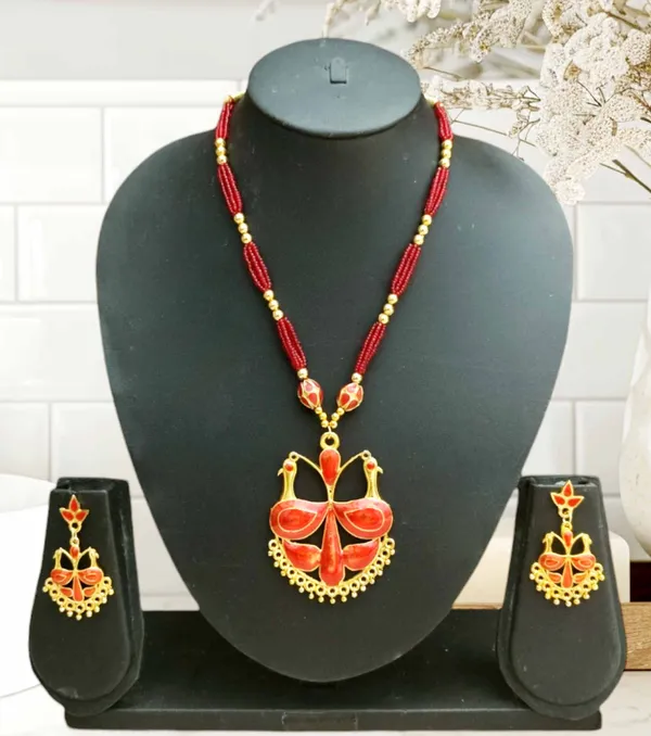 Assamese_Traditional_Jewellery_Red_Meenakari_Loka_Paro_Monimala_Tassel_Jewellery_Set