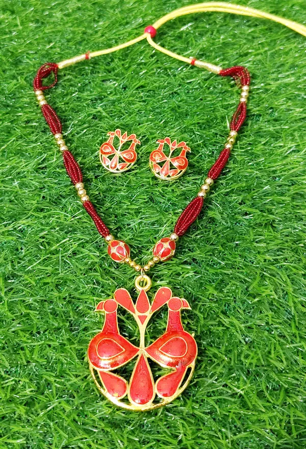 Assamese_Traditional_Jewellery_Red_Meenakari_Loka_Paro_Monimala_Tassel_Jewellery_Set
