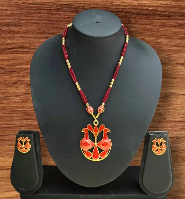 Assamese_Traditional_Jewellery_Red_Meenakari_Loka_Paro_Monimala_Tassel_Jewellery_Set