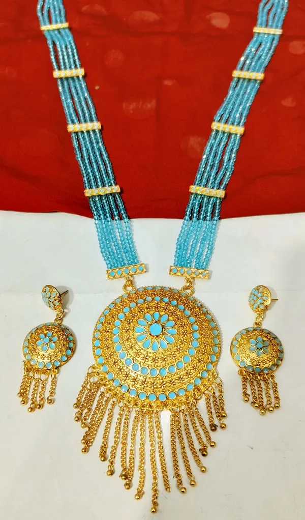 Assamese_Traditional_Lite_Blue_Copper_Based_Zalar_Japi_Jewellery_Set